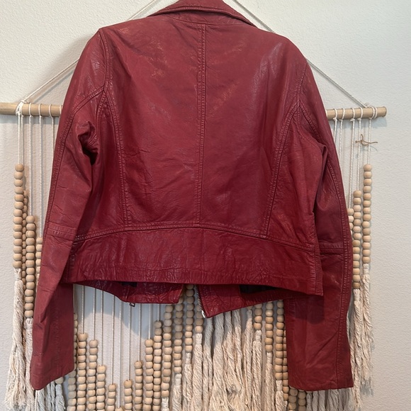 J.Crew Collection Red Washed Genuine Leather Moto Motorcycle Jacket M - Picture 8 of 12